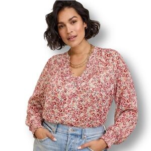 Torrid Crinkle Chiffon Smocked Blouson Sleeve Blouse